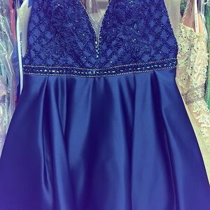 Elegant Blue Beaded Dress